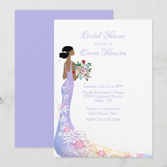 Pretty Bride Bridal Shower  Invitation (Front/Back)