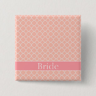 Pretty Bride Pink and White 15 Cm Square Badge