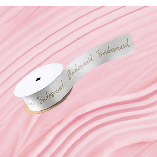 Pretty Bridesmaid ribbon (white/gold) Satin Ribbon