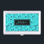 Pretty Bright Blue Floral Personalised Business Card Holder<br><div class="desc">Pretty eye catching bright blue floral patterned personalised business card case.</div>