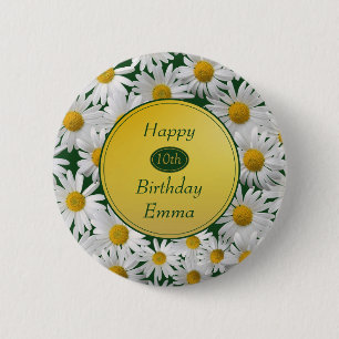 Pretty Bright Daisy Any Age Birthday 6 Cm Round Badge
