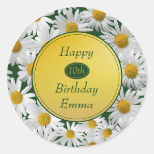 Pretty Bright Daisy Any Age Birthday Classic Round Sticker