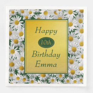 Pretty Bright Daisy Any Age Birthday Party Napkin