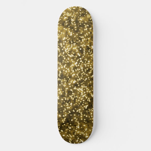 Pretty Bright Gold Yellow Faux Glitter Design Skateboard (Front)