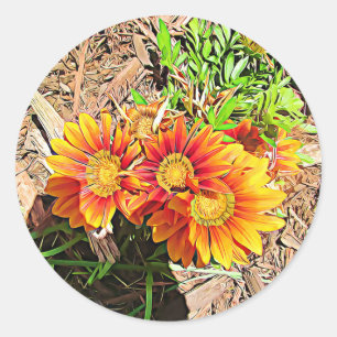 Pretty Bright Orange Flowers Stickers