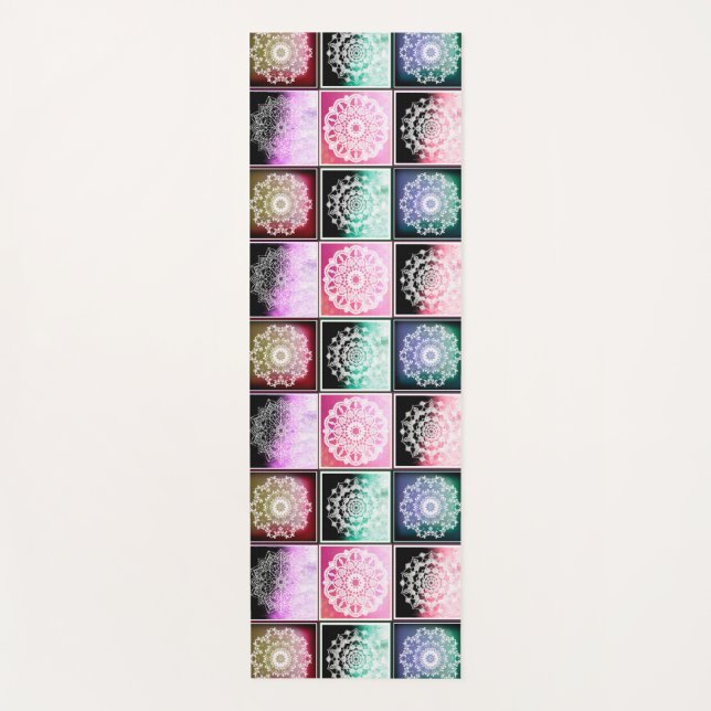 Pretty Brightly Coloured Zen Mandala Yoga Mat (Front)