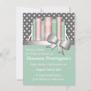 Pretty Bring a Book Baby Shower Invitations