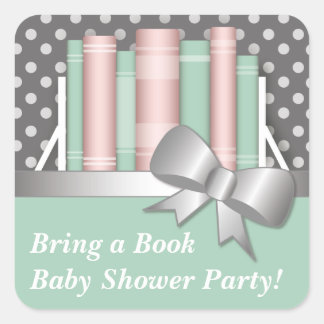 Pretty Bring a Book Baby Shower Stickers