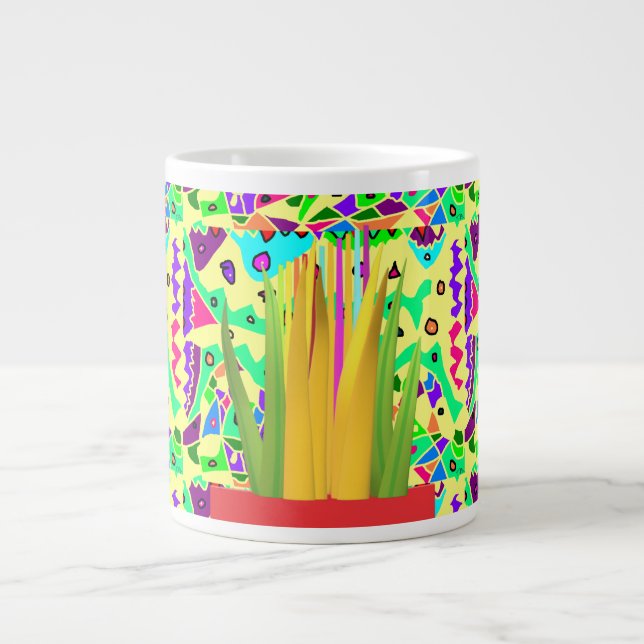Pretty brite patterned art surreal large coffee mug (Front)