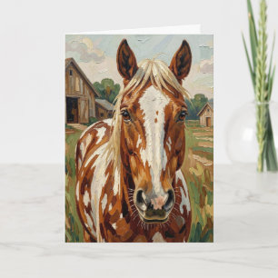 Pretty Brown and White Horse   Just Checking In Card