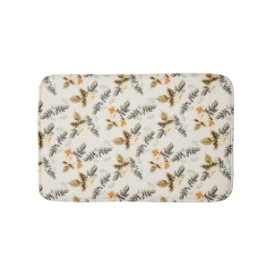 Pretty Brown Floral Neutral Color Matching Bath Mat