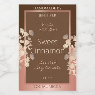 Pretty Brown Floral Product Labels Rose Gold Frame