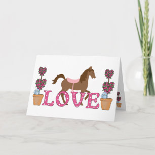 Pretty Brown Horse, Flowers Love Valentine's Day Holiday Card