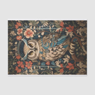 Pretty Brown Owl William Morris Inspired Floral  Tissue Paper