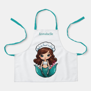 Pretty Brunette Mermaid Chef Personalize  Apron