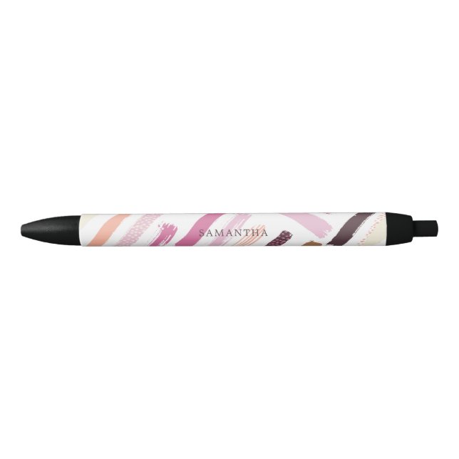 Pretty Brush Strokes Pattern Black Ink Pen (Front)