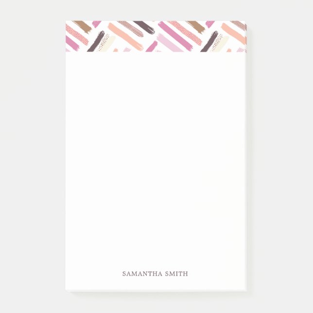Pretty Brush Strokes Pattern Personalised Post-it Notes (Front)