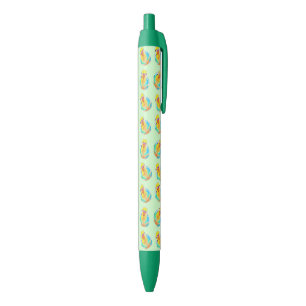 Pretty budgerigar parakeet birds pattern green black ink pen