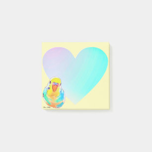 Pretty Budgerigar Parakeet Rainbow Ombre Heart Post-it Notes