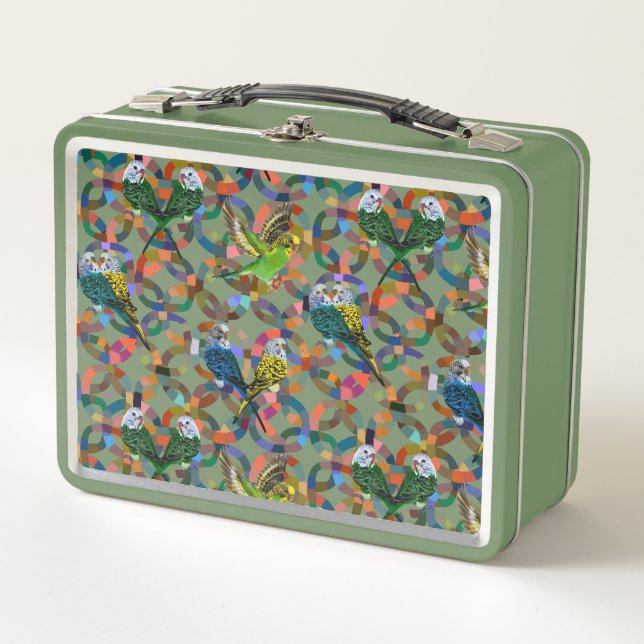 Pretty Budgies Metal Lunch Box (Front)