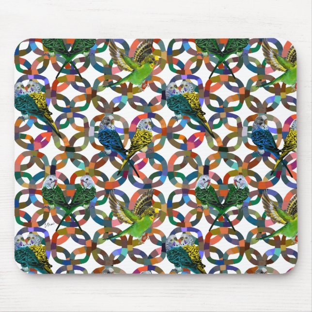 Pretty Budgies. Mouse Mat (Front)