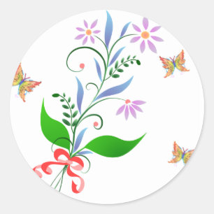 Pretty Bunch of Flowers and Butterflies Stickers
