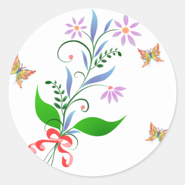Pretty Bunch of Flowers and Butterflies Stickers (Front)