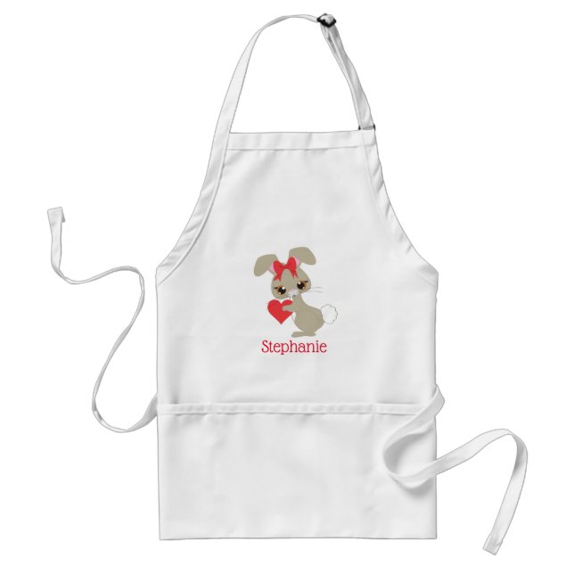 Pretty Bunny Rabbit with Heart Standard Apron (Front)