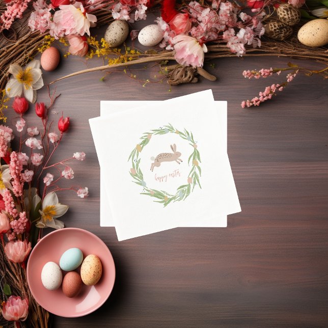 Pretty Bunny Watercolor Happy Easter Napkins (Creator Uploaded)