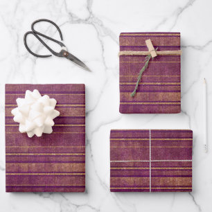 Pretty Burgundy Burnt Orange  Stripes Pattern Wrapping Paper Sheet