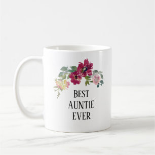 Pretty burgundy floral Auntie  ever  Coffee Mug