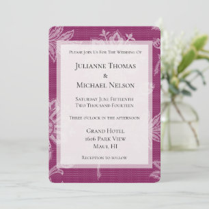 Pretty Burgundy Wine Lace Floral Romantic Wedding Invitation