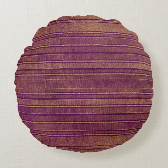 Pretty Burnt Orange Burgundy Distressed Pattern Round Cushion (Front)