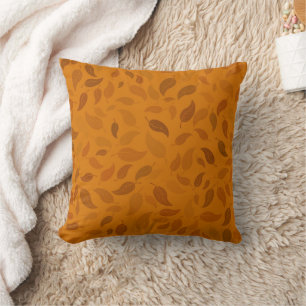 Pretty Burnt Orange Fall Leaves Cushion