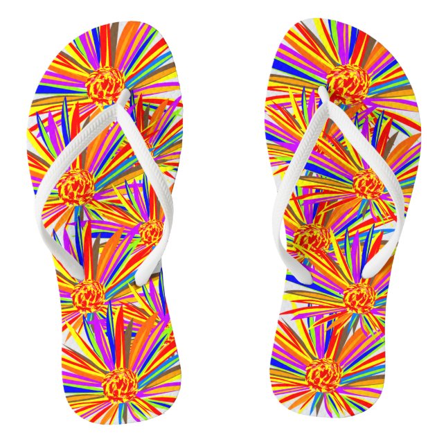 Pretty burst of colour floral flip flops (Footbed)
