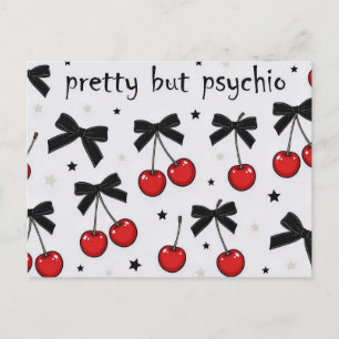Pretty But Psycho Cherry Bow Coquette Postcard