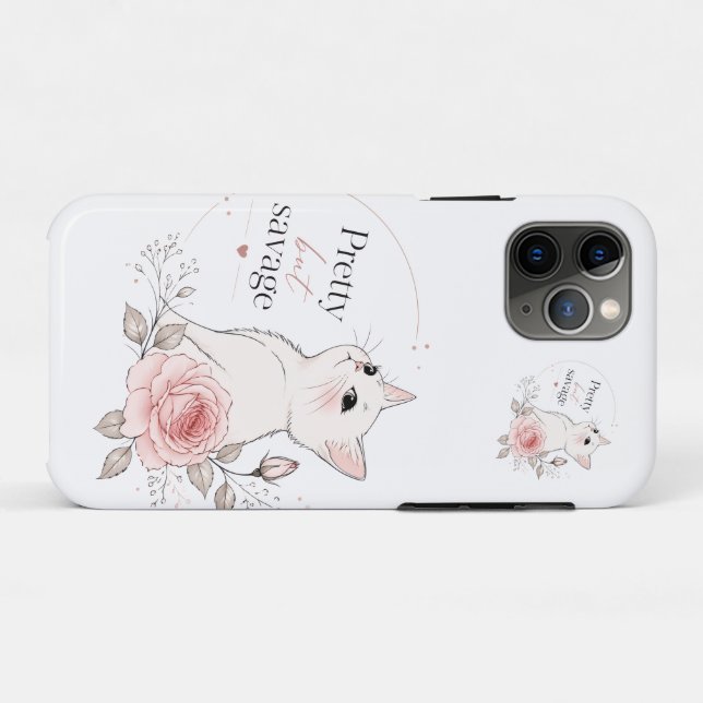 Pretty But Savage Kawaii Cat Rose Case (Back (Horizontal))