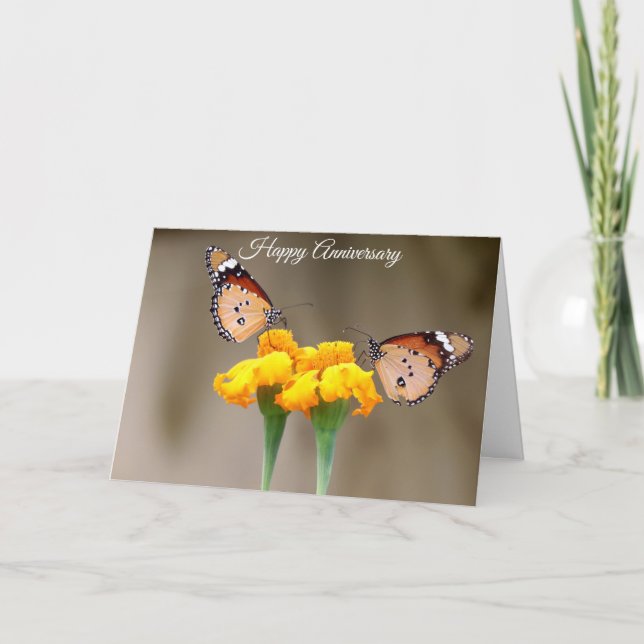Pretty Butterflies Anniversary Greeting Card (Front)