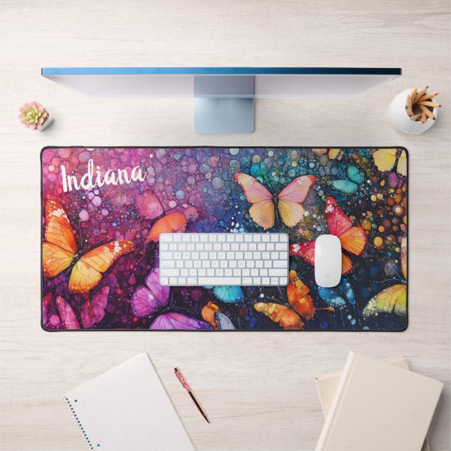 Pretty Butterflies Ethereal Painting Personalised Desk Mat (Office 1)