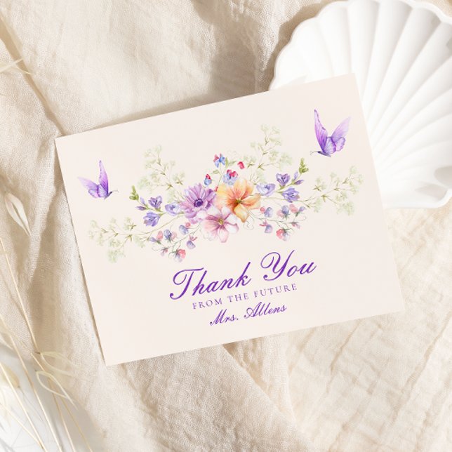 Pretty Butterflies Floral Bridal Shower Thank You Card (Creator Uploaded)