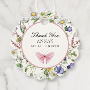 Pretty Butterflies Flowers Bridal Shower  Favour Tags