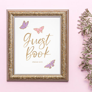 Pretty Butterflies Guest Book Baby Shower Sign