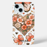 Pretty Butterflies, Hearts and Flowers Custom Name