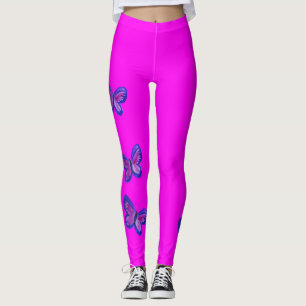 Pretty Butterflies on Bright Pink Leggings