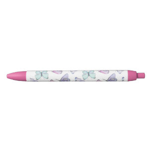 Pretty Butterflies Pattern  Blue Ink Pen