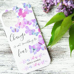 Pretty Butterflies Positive Change Quote Custom iPhone 12 Pro Max Case<br><div class="desc">Feminine, personalised iphone case with positive quote and pretty butterflies. The watercolor butterfly design is in girly shades of pink lilac and purple, whilst the quote is lettered in elegant handwritten style typography. The wording reads "Change is not something to fear" and has an editable white background. You can also...</div>