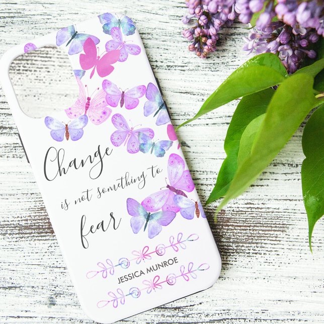 Pretty Butterflies Positive Change Quote Custom Case-Mate iPhone Case (Creator Uploaded)