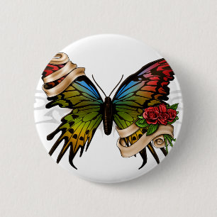 Pretty Butterfly 6 Cm Round Badge