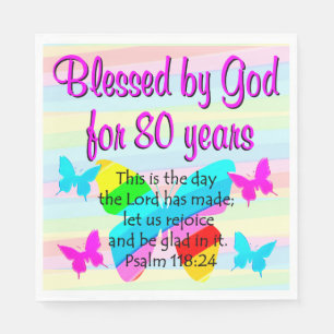 PRETTY BUTTERFLY 80TH BIRTHDAY NAPKINS