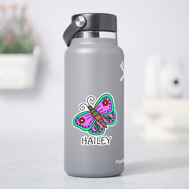Pretty Butterfly and Name Personalised   (HydroFlask)